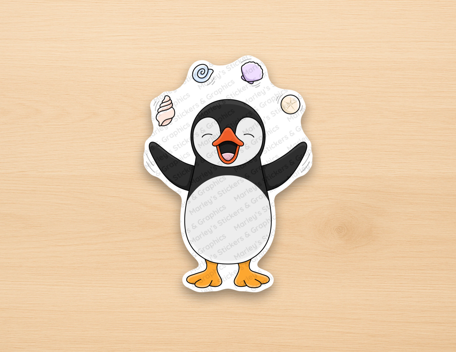Puffer Juggling Shells Sticker