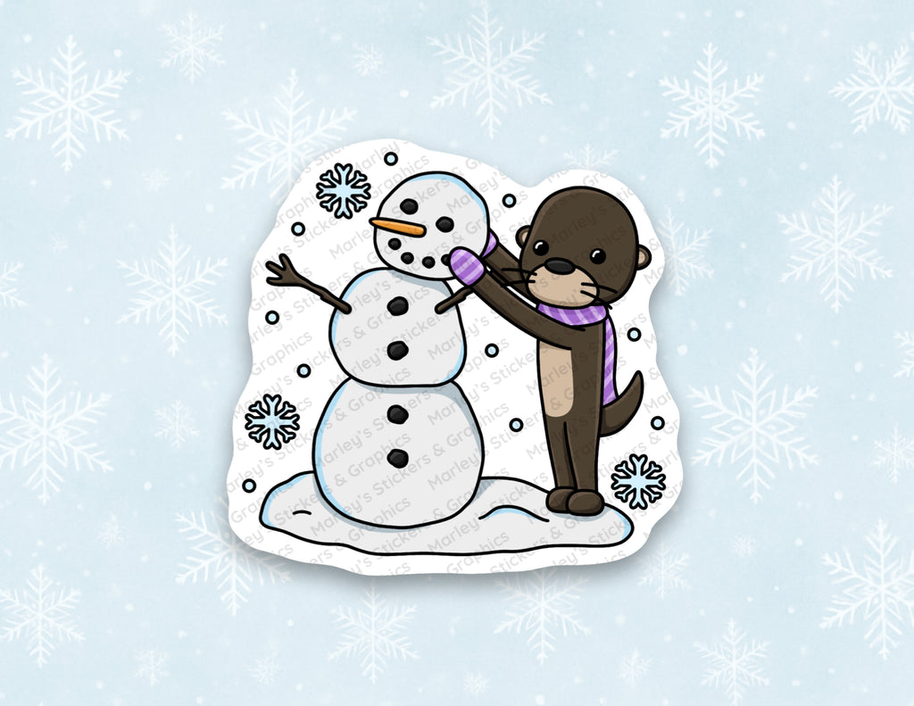 Lucy Building a Snowman Sticker