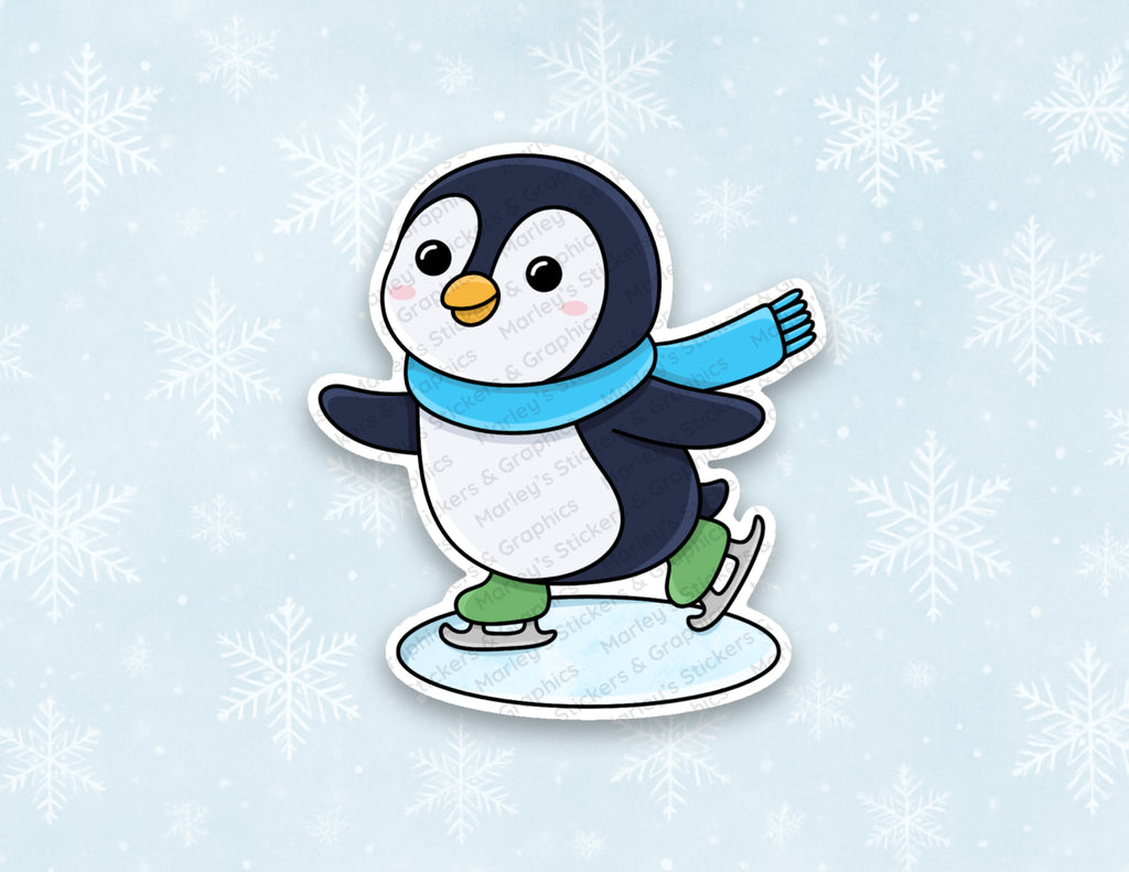 Skating Penguin Sticker