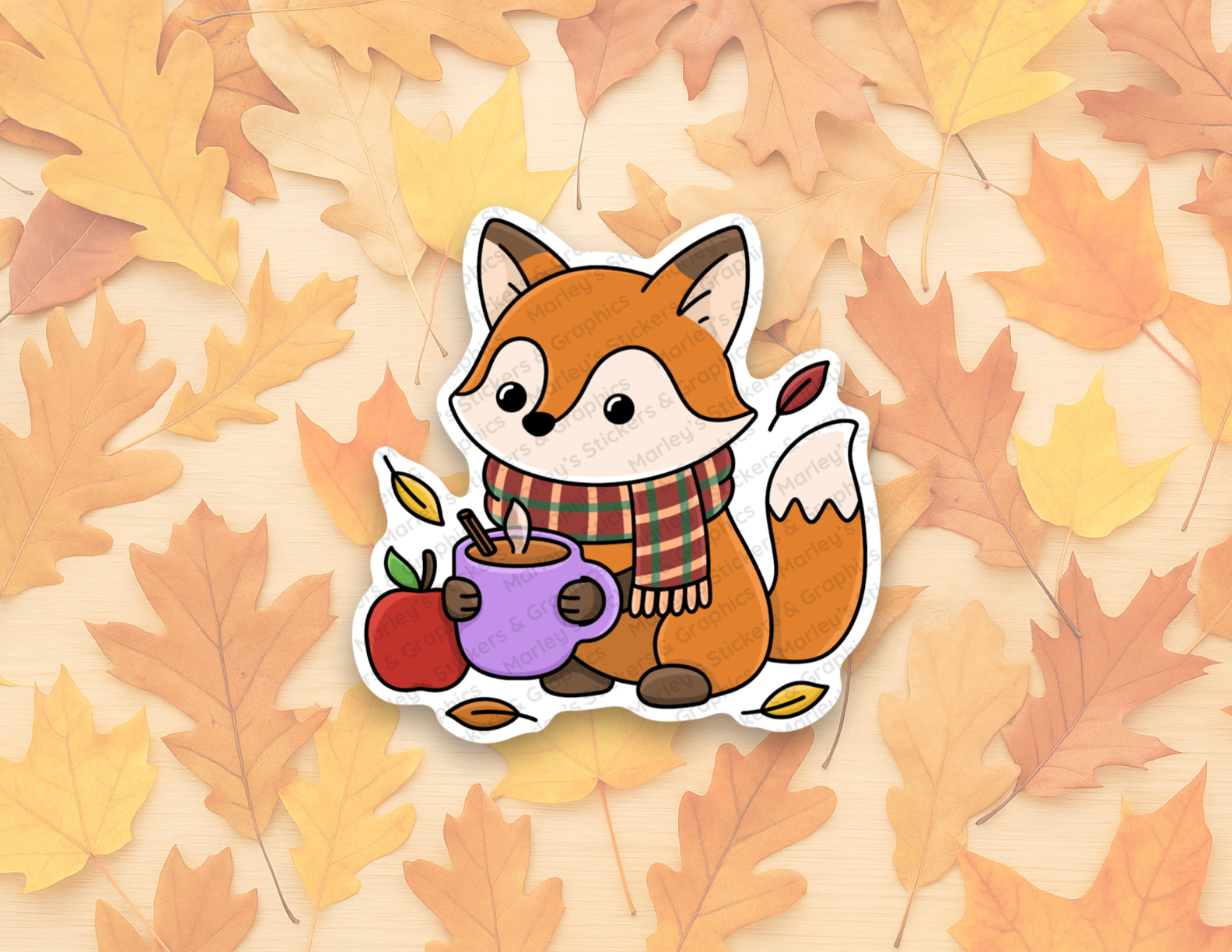 Fox with Apple Cider Sticker