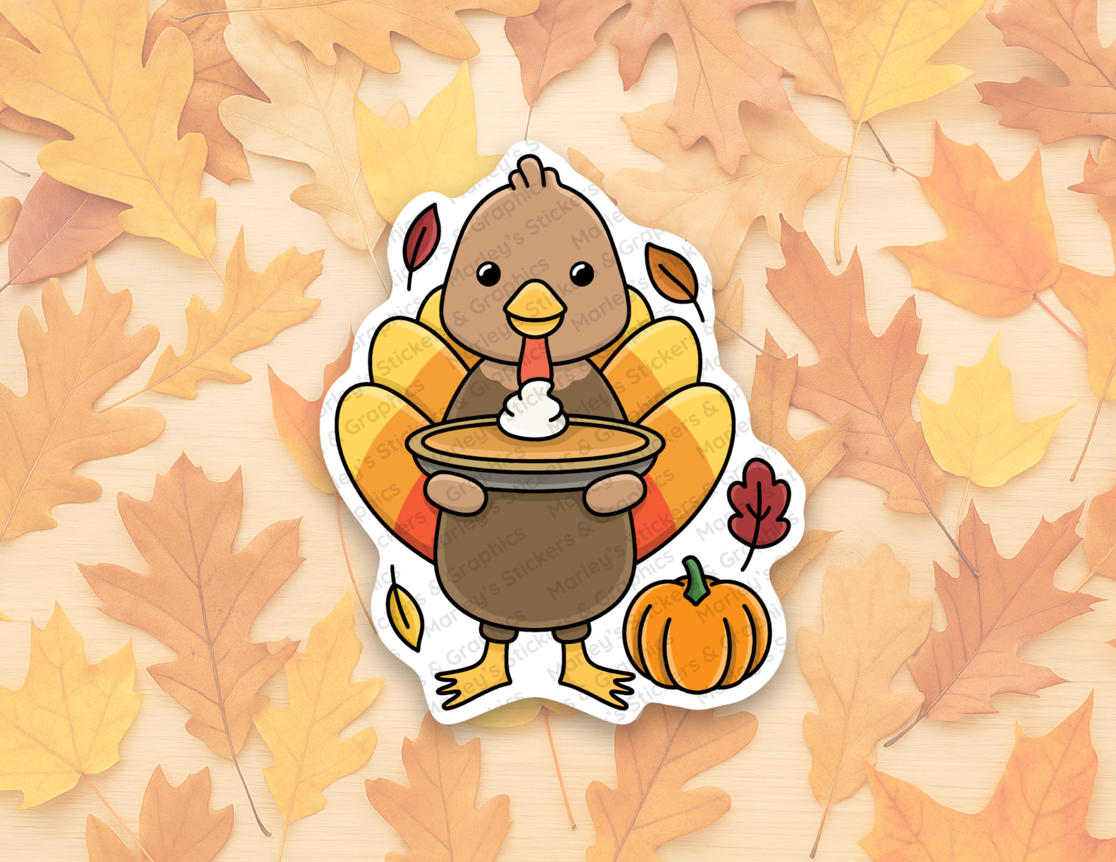 Turkey with Pumpkin Pie Sticker