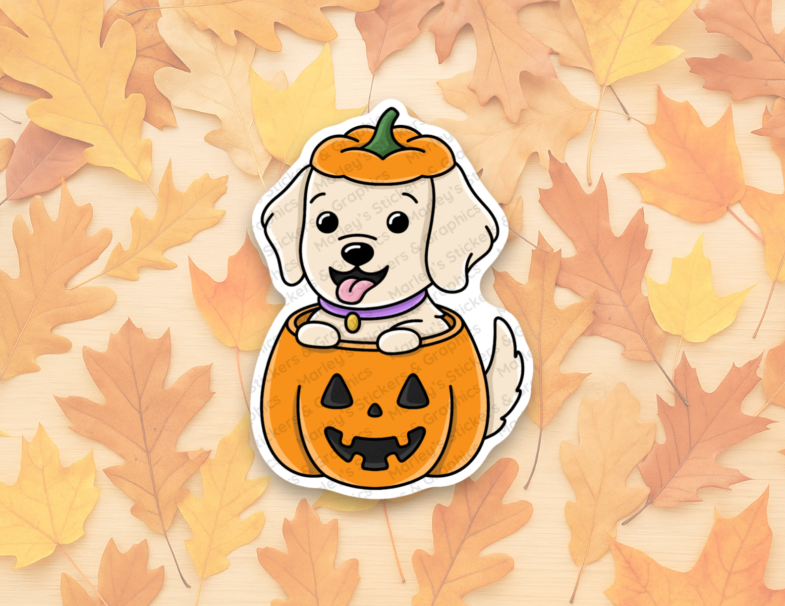Dog in a Pumpkin Costume Sticker