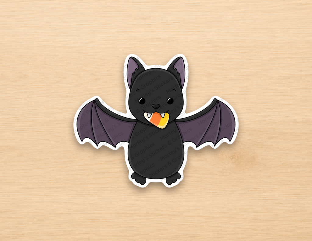 Bat with Candy Corn Sticker