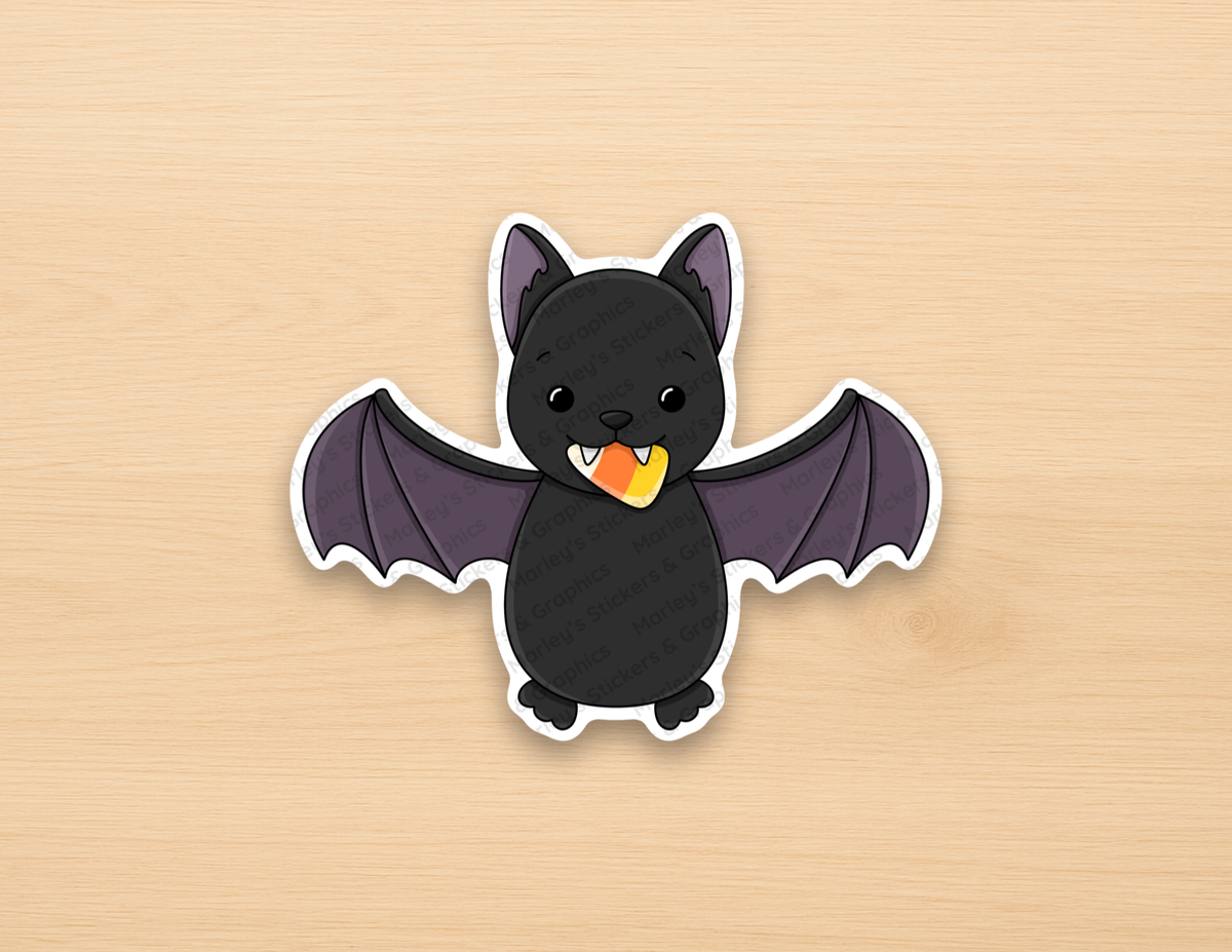 Bat with Candy Corn Sticker