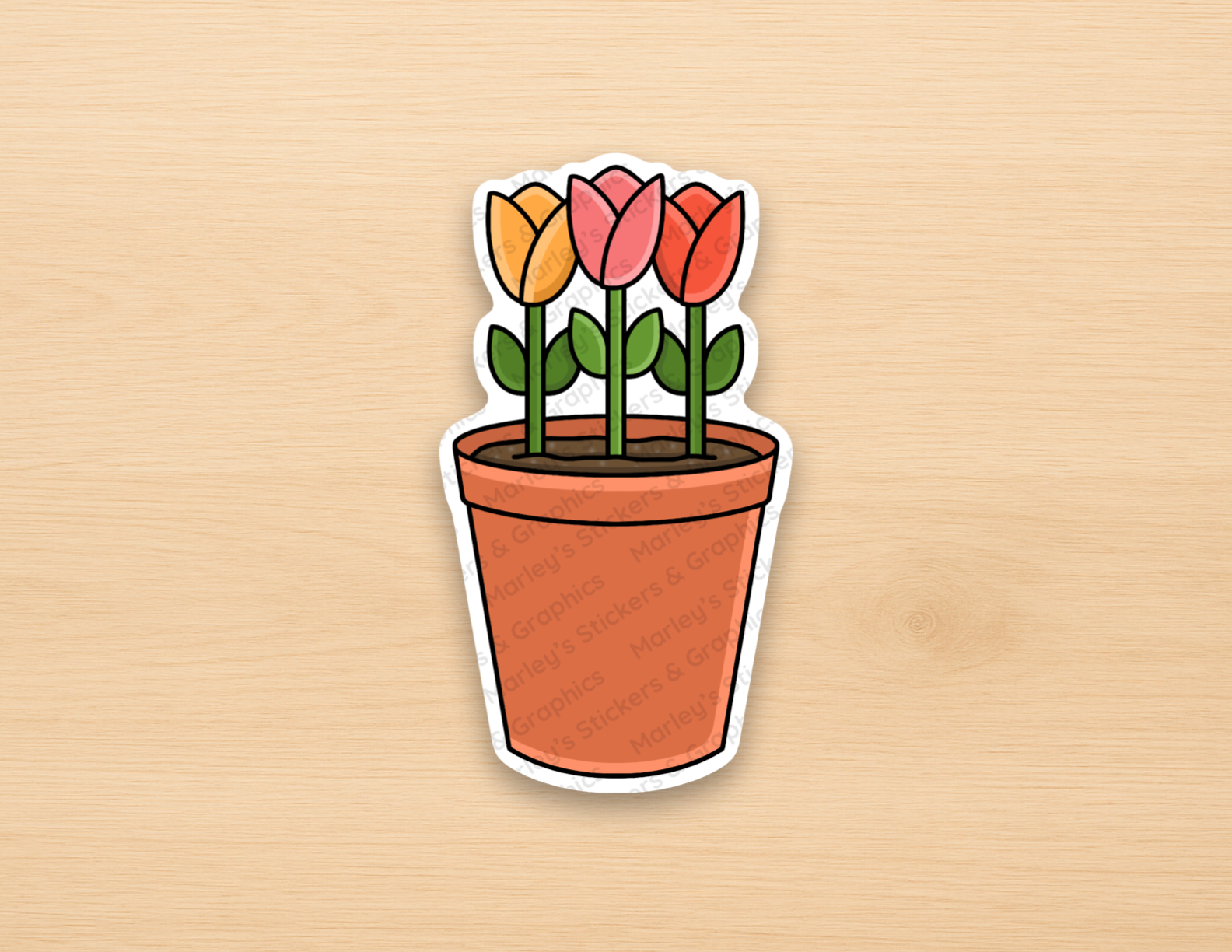Pot of Tulips Sticker
