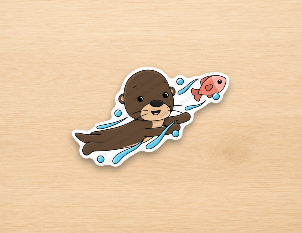 Isla Chasing a Fish Sticker