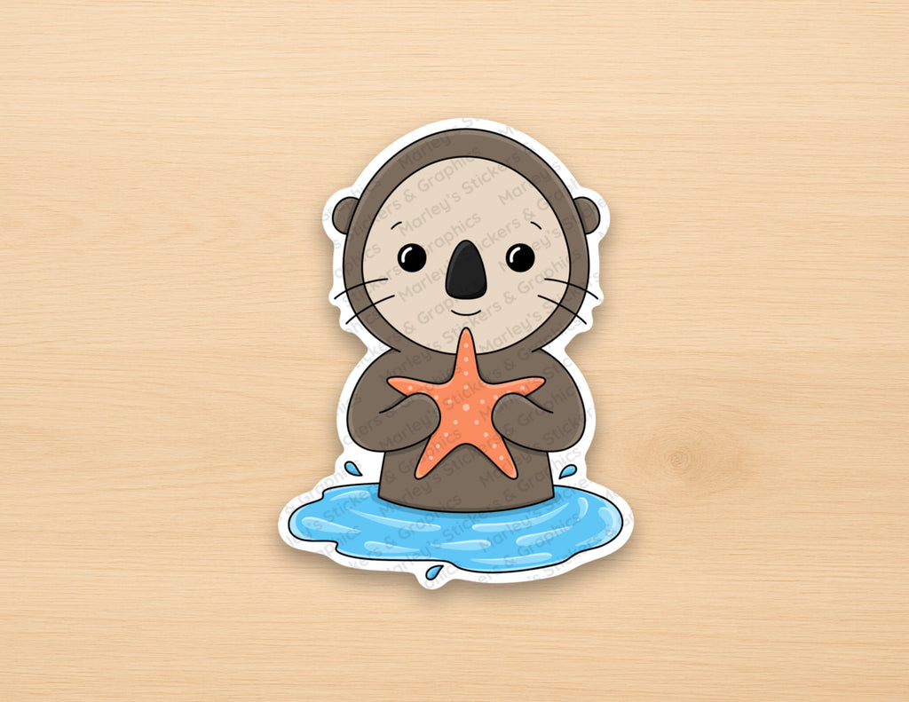 Sea Otter with a Starfish Sticker