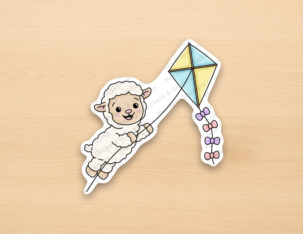 Lamb Flying a Kite Sticker