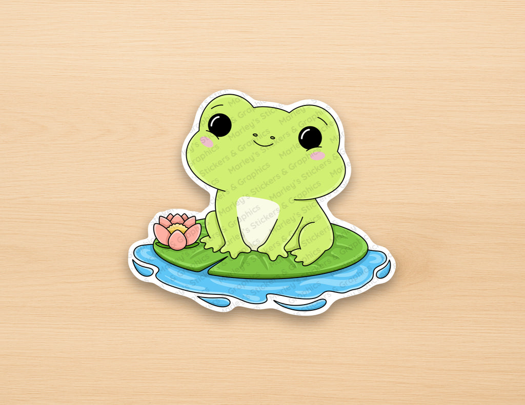 Frog on a Lily Pad Sticker