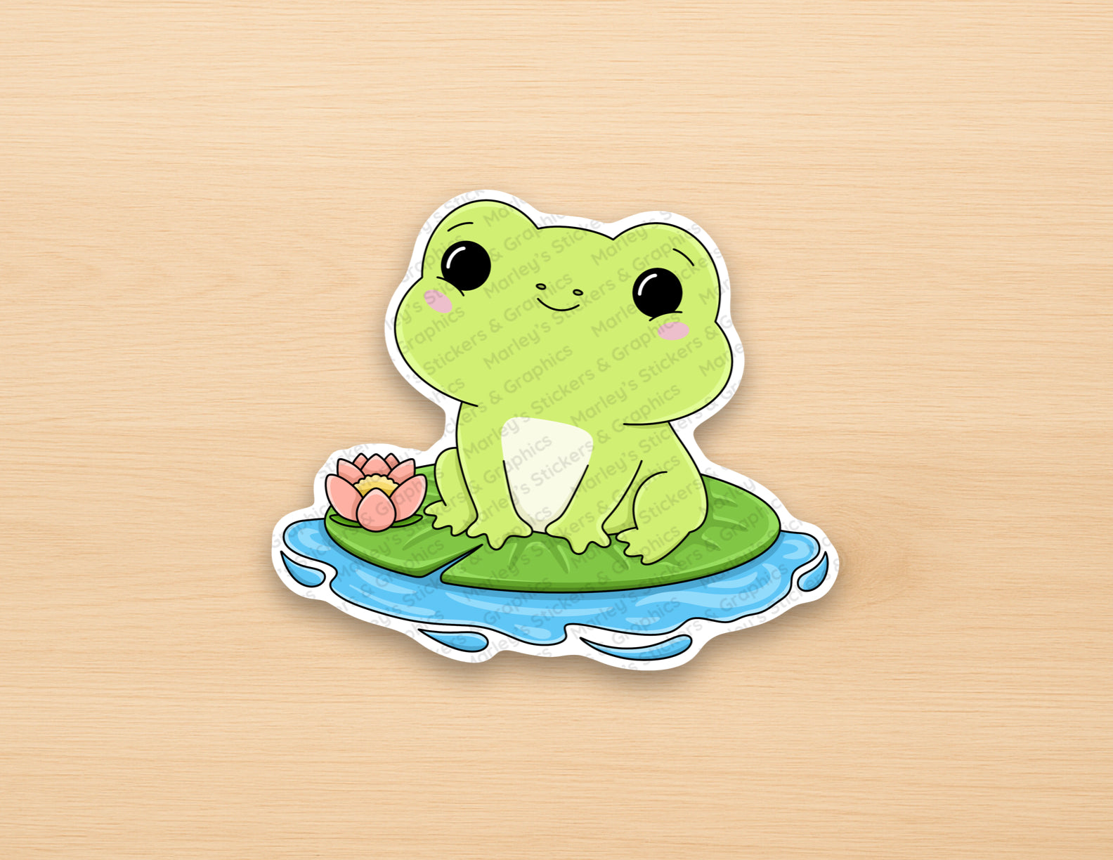 Frog on a Lily Pad Sticker