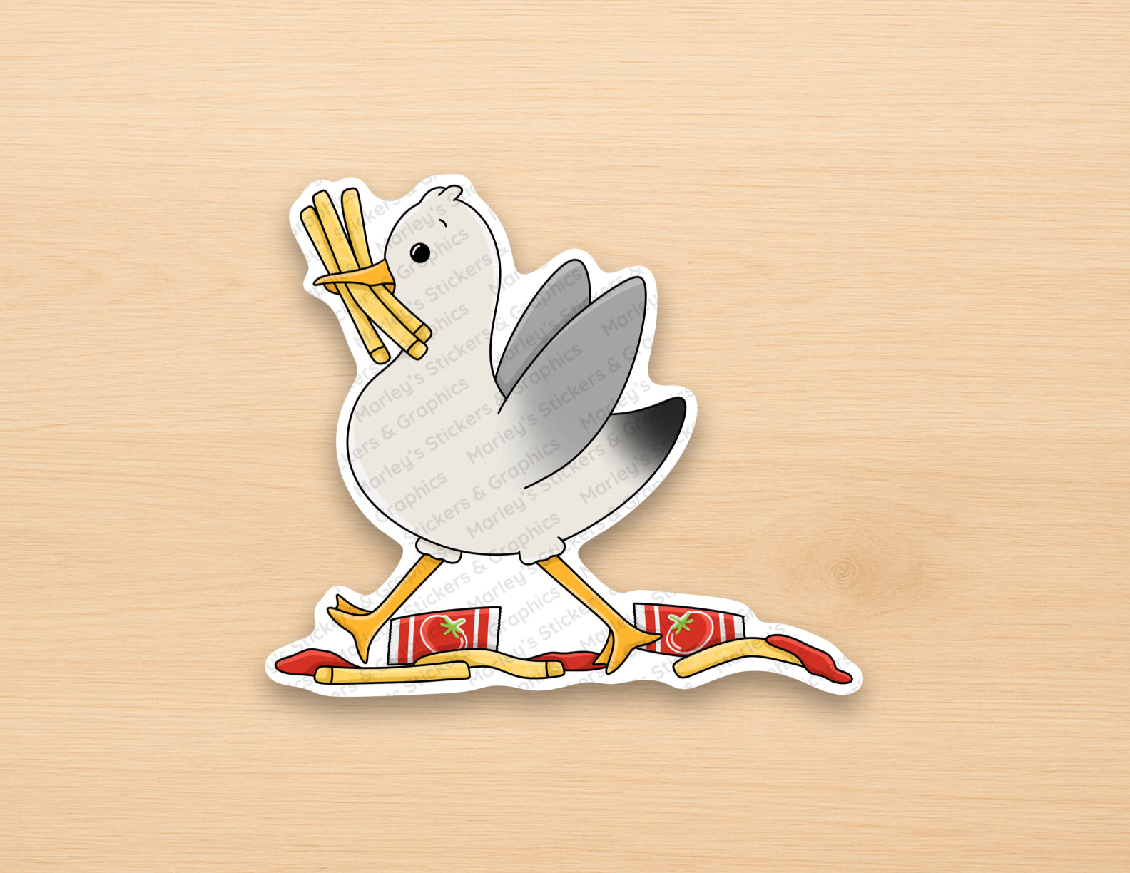 Seagull with Fries Sticker